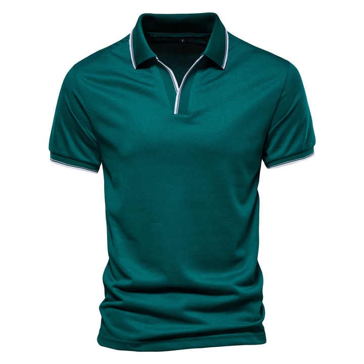 V Neck Polo Shirts for Men Solid Color Short Sleeve Classic Mens Polos 2022 New Summer t Shirt blank pullover Men Clothing