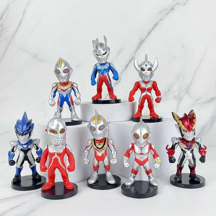 8-pieces set Ultraman action figure Cosmic Hero Monster Ultramans Taro Beth Altman Animation Assembly Figure Collect Plastic Toy