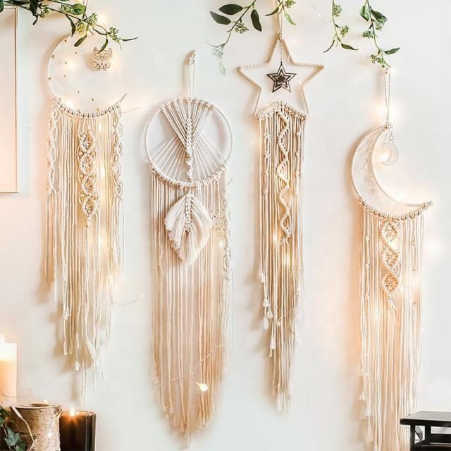 Macrame Woven Boho Dream Catchers Wall Decor Geometric Wall Art Wall Hanging for Home Decoration